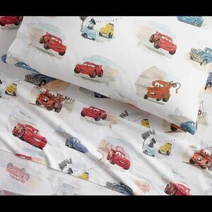 Disney Cars 1 fitted sheet and 1 sham White pottery barn FULL